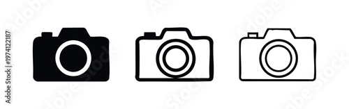 Classic camera icon set. Photography and multimedia vector symbols in black and white for visual content.