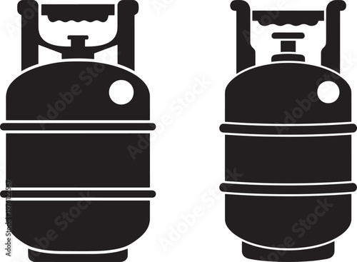 Black silhouette icon of gas cylinder, propane tank symbol.