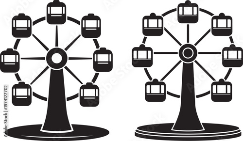 Silhouette of two ferris wheels icon for amusement park design.