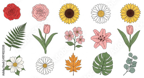 Botanical Variety - An Assortment of Flowers and Foliage.