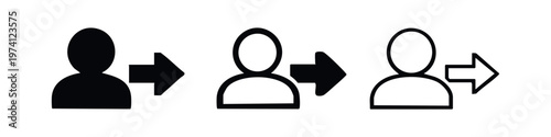 User logout or exit icon set with an arrow, symbolizing account departure, sign out functionality, or redirection.