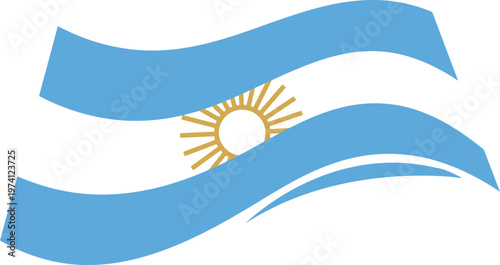 Waving Argentina National Flag Vector Illustration with Sun of May