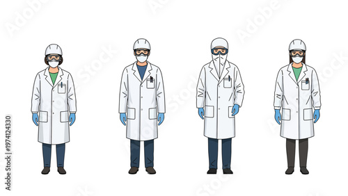 Professionals in PPE: Lab Coats, Hard Hats, Masks, Gloves for Industrial & Scientific Safety