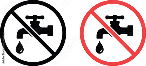 Do not use water sign vector icon no drinkable water prohibition symbol safety warning illustration clean isolated design