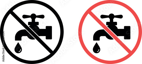 No water sign vector icon do not use water symbol drinking prohibited clean safety warning illustration isolated on white