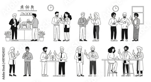 Diverse Group of People Engaged in Various Social Interactions and Activities.