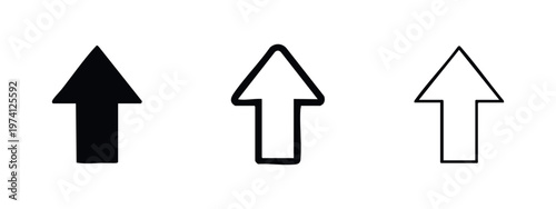 Free Download Simple Up Arrow Icon Set in Different Styles - Solid, Bold Outline, and Thin Outline - GFXLoad