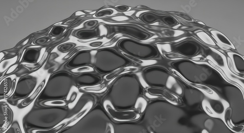 Abstract Metallic Surface with Reflective Light and Shadows.