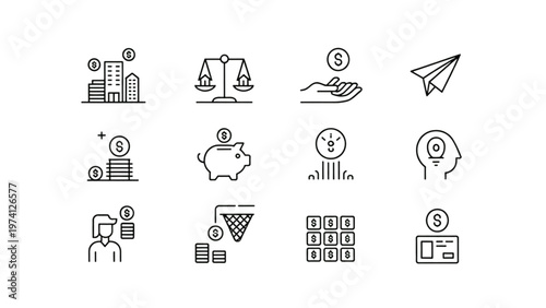 Collection of icons representing various scientific and medical fields Vector