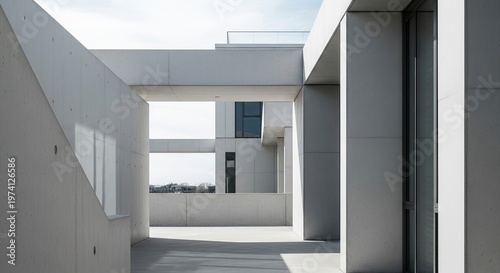 Modern architectural design with geometric shapes and minimalist aesthetic.