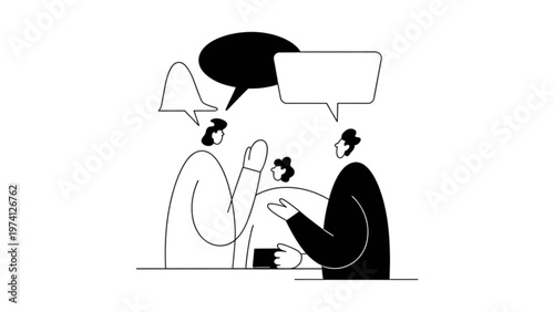 Person helping another with a laptop and speech bubble icons Vector