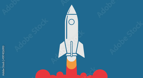 Rocket Ship Launching into Air.