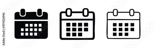 Calendar Date Icons Set - Schedule, Event, and Time Management Symbols