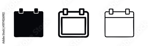 Blank Calendar Page Icons Set - Planner and Scheduling Symbols