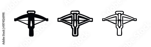 Crossbow Weapon Icons Set - Archery, Hunting, and Medieval Arms Symbols