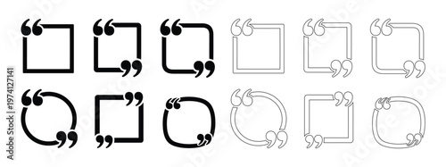 Collection of black and white quotation mark bracket designs