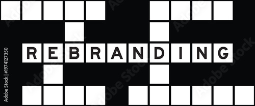 Alphabet letter in word rebranding on crossword puzzle background