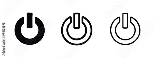 On off power button icon set. Start stop symbol for electronic devices. UI UX vector illustration for technology.