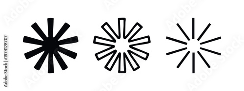 Hand Drawn Starburst Icons. Organic Sparkle or Sunburst Symbol. Decorative Radial Element Vector Design.