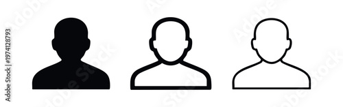 Generic Male User Avatar Icon Set. Profile Silhouette Symbol for Web Accounts and Default User Interface. Anonymity Vector.