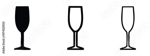 Champagne Flute Glass Icon Set - Celebration, Toast, and Drink Symbol