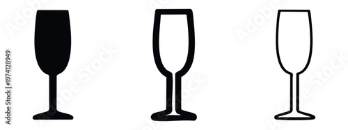 Champagne Flute Glass Icon Set - Celebration, Toast, and Drink Symbol