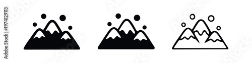 Snow Mountain Range Icon Set - Winter Landscape and Outdoor Symbol