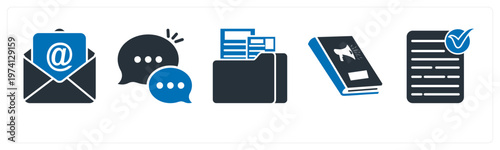 A set of 5 mix icons as email, message, folder