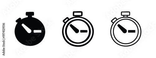 Stopwatch Icons Set. Timer or time measurement symbol. Vector graphic for speed, deadline, countdown, sport.