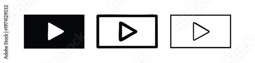 Play Button Icons Set. Start video or audio symbol. Vector graphic for media player, streaming, multimedia.