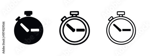 Stopwatch Icons Set. Timer or time measurement symbol. Vector graphic for speed, deadline, countdown, sport.