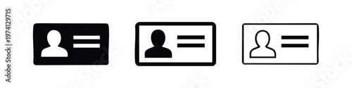 User profile ID card icon set. Personal identification or access card symbol.