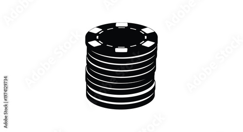 A stack of casino chips presented as a striking black silhouette