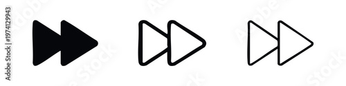 Double Right Arrow Fast Forward Playback Icon Set