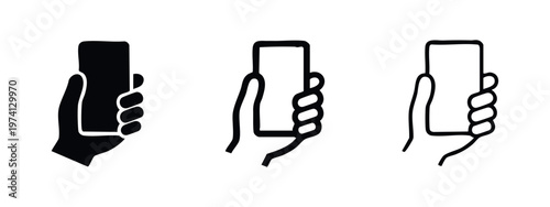 Hand Holding Smartphone Mobile Device Icons