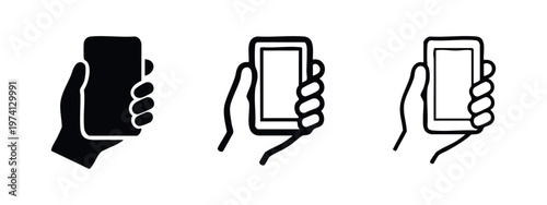 Human Hand Holding a Blank Screen Smartphone Icon Set