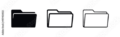 Closed Folder Icon Set - Document Archive Symbol for File Management and Storage