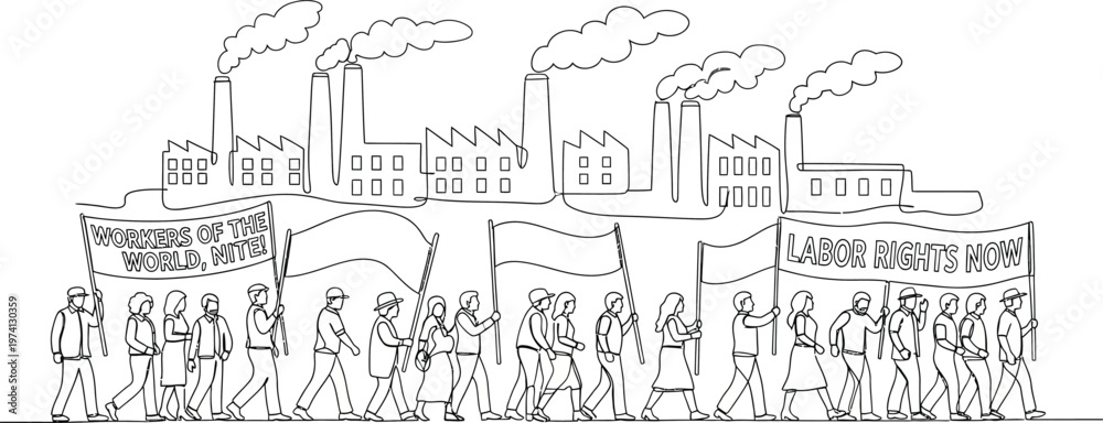 Obraz premium industrial revolution cityscape with people