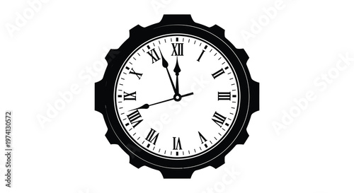 Detailed pocket watch illustration with roman numerals a striking silhouette