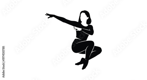 A dynamic woman posing mid air captured as a striking black silhouette