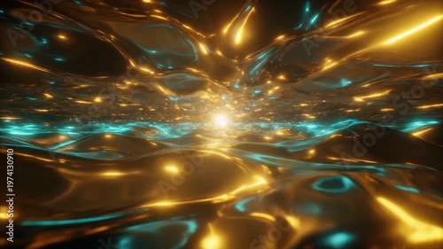Horizontal energy burst morphing fluid digital landscape futuristic abstract motion glowing particles cinematic 4K animation