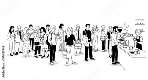 Diverse group of people standing in a line.