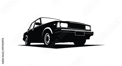Classic car depiction in stark black and white a striking silhouette