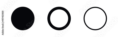 Circle and oval basic shape icon set. Geometric round button or frame symbols.