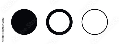 Set of circle and oval shape icons. Simple geometric elements for design.