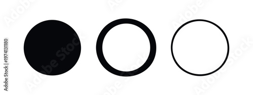 Simple circle and oval icons collection. Geometric shapes for web design.