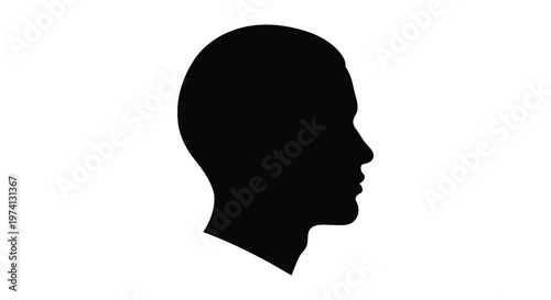 A stark black profile of a human head minimalistic and impactful silhouette