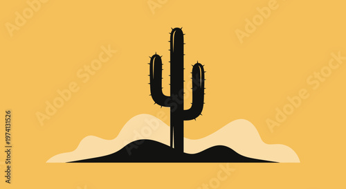 Cactus plant in desert landscape scene.