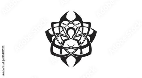 Black Lotus Flower Graphic Design Element.
