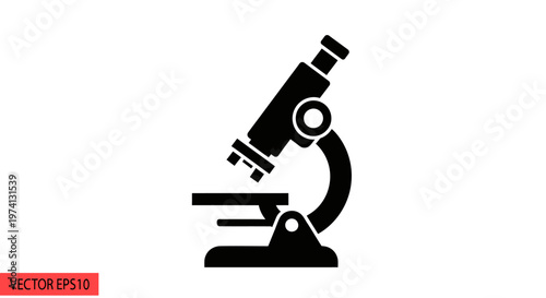 Black microscope laboratory equipment icon.